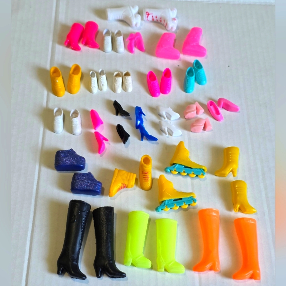 Barbie Foot Wear 24 Pairs  Shoes Sneakers High Heels Rollerblades Boots